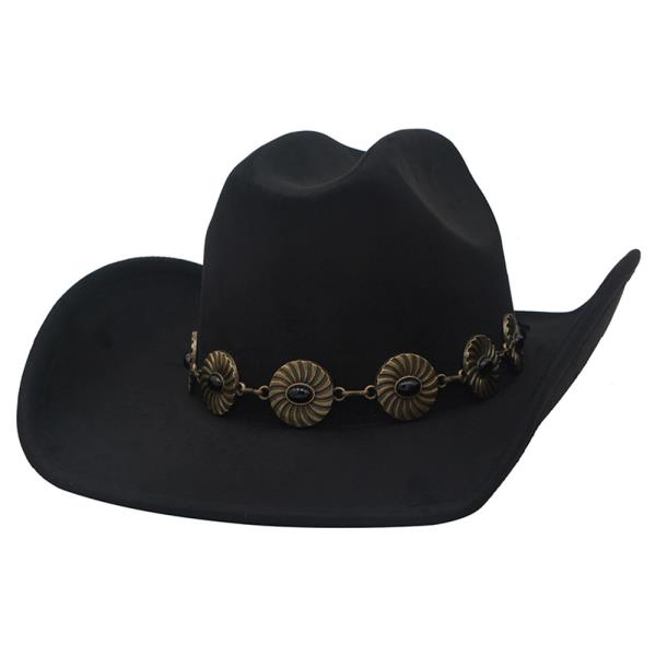 RIBBED SWIRL CONCHO BANDED COWBOY HAT