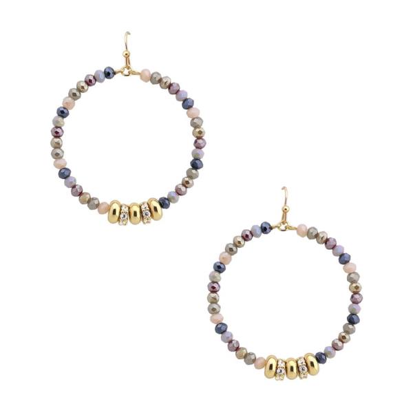 CRYSTAL RINGS MIXED BEAD ROUND EARRING