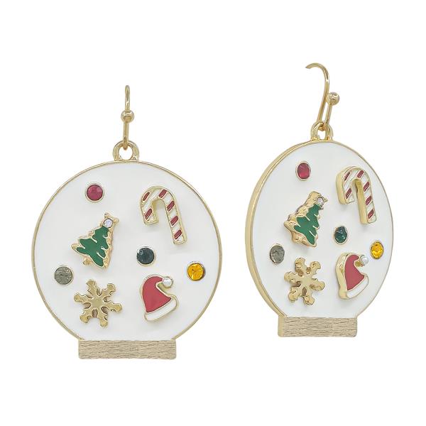 CHRISTMAS DECORATION SNOWBALL RIBBON EARRINGS