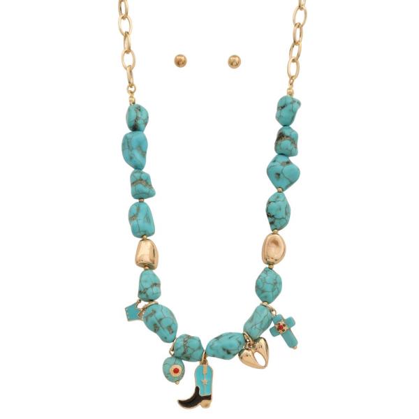 WESTERN CHARM TURQUOISE BEAD NECKLACE