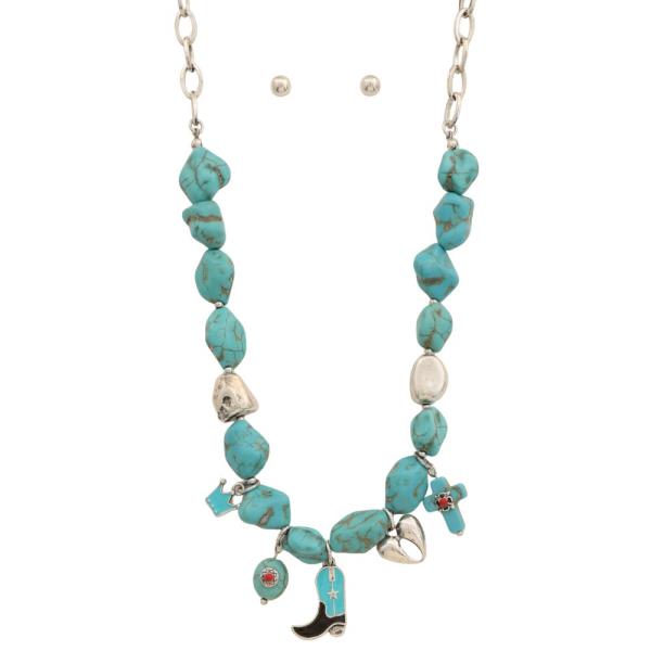 WESTERN CHARM TURQUOISE BEAD NECKLACE