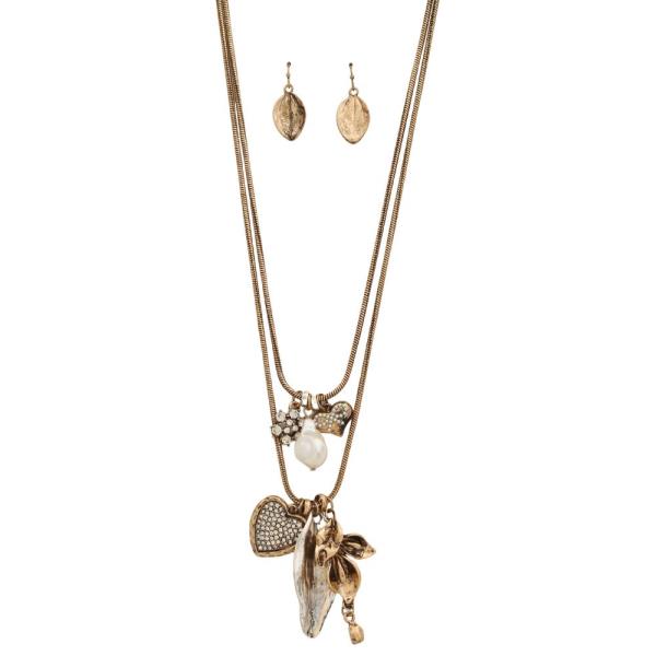 METAL MULTI CHARM METAL LAYERED NECKLACE