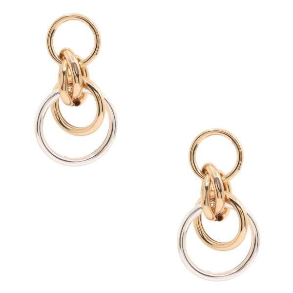 TWO TONE TRIPLE ROUND DANGLE EARRING