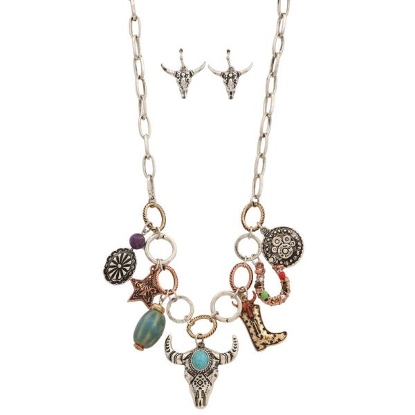 WESTERN CHARMS CIRCLE LINK METAL NECKLACE