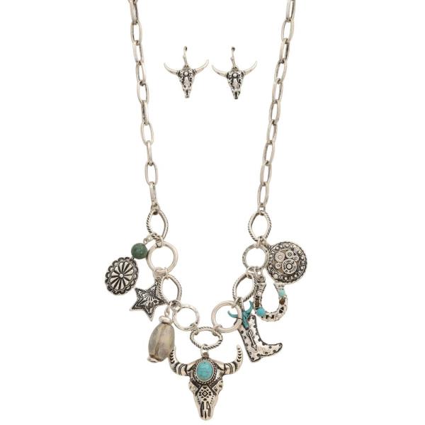 WESTERN CHARMS CIRCLE LINK METAL NECKLACE