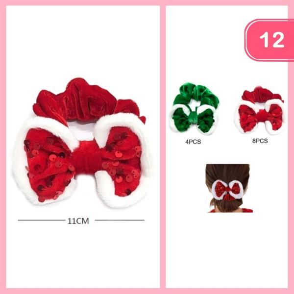 SEQUIN BOW HAIR SCRUNCHIE (12 UNITS)
