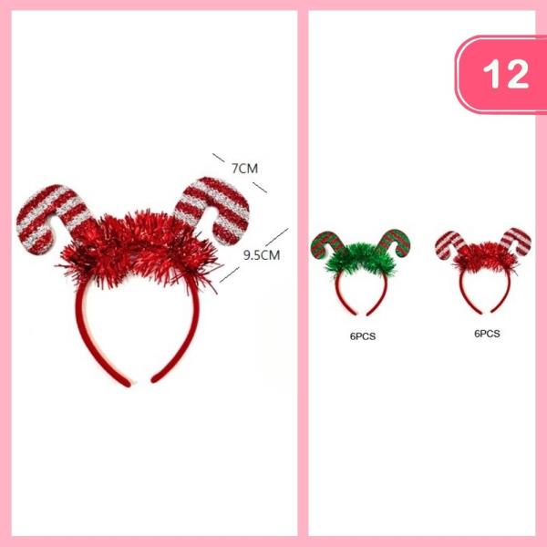 CHRISTMAS CANDY CANE HEADBAND (12 UNITS)