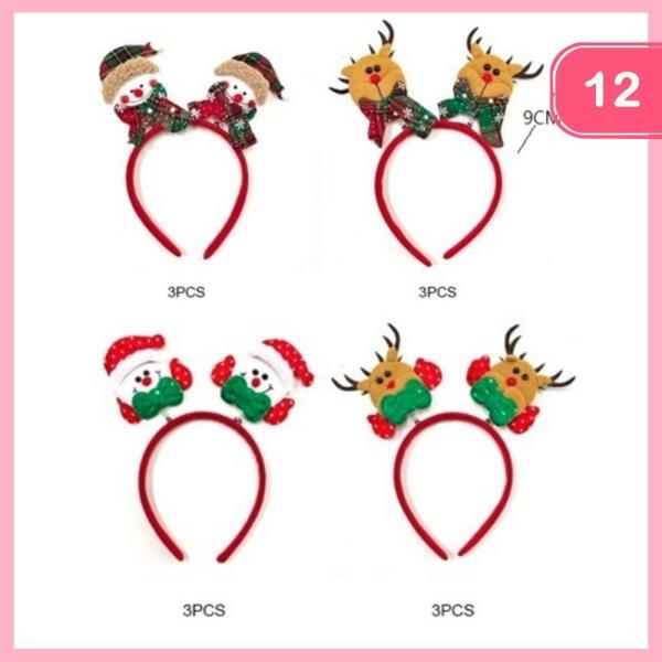CHRISTMAS SNOWMAN REINDEER HEADBANDS (12 UNITS)