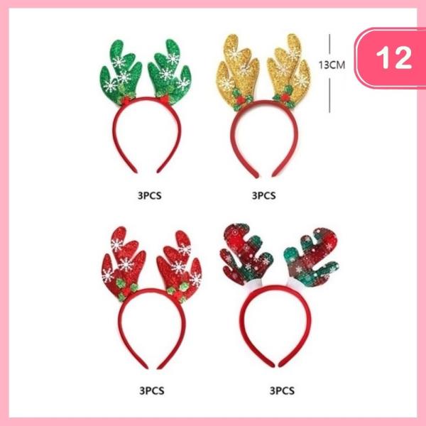 CHRISTMAS ANTLERS HEADBAND (12 UNITS)