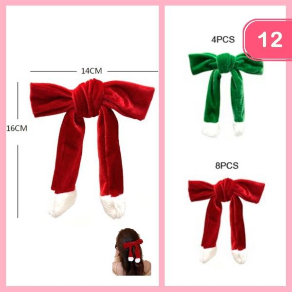 VELVET CHRISTMAS KNOTTED HAIR BOW (12 UNITS)