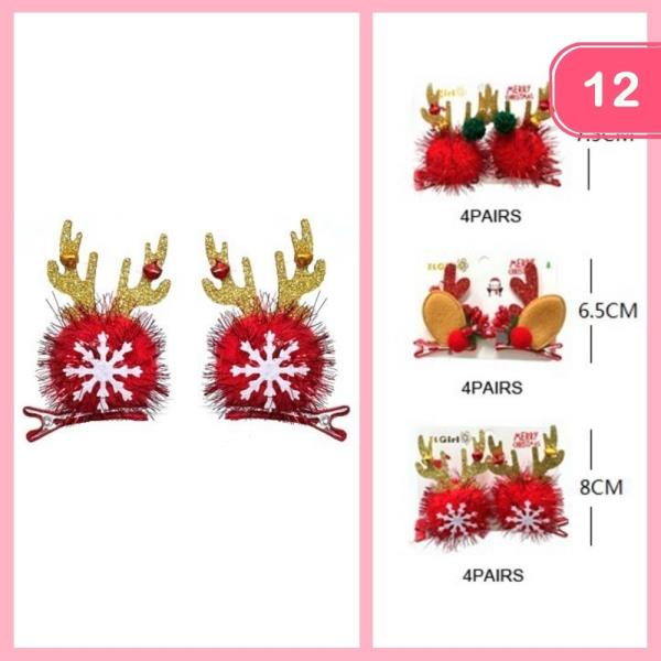 CHRISTMAS ANTLERS HAIR PINS (12 UNITS)