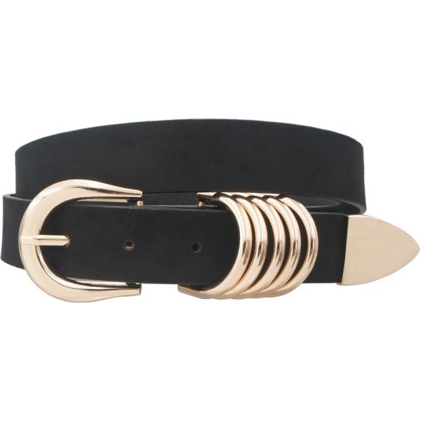 STACKED SIMPLE D RING U BUCKLE FAUX SUEDE BELT
