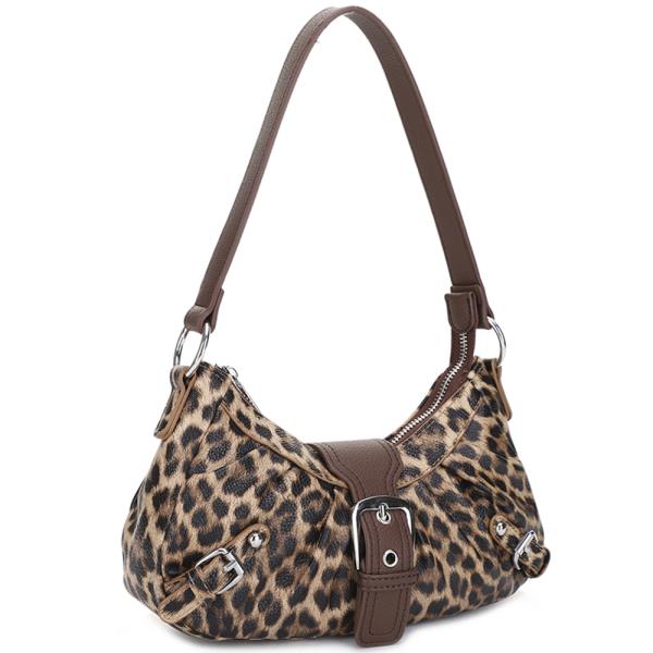 LEOPARD PRINT BUCKLE SHOULDER BAG