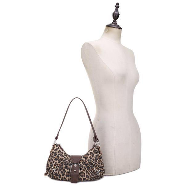 LEOPARD PRINT BUCKLE SHOULDER BAG