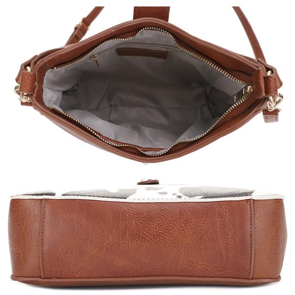 COW PRINT SHOULDER HOBO BAG W STRAP