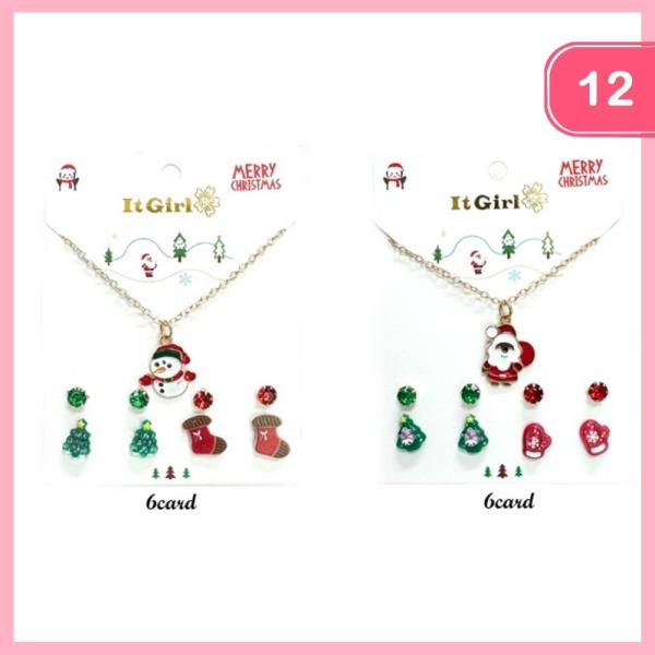 CHRISTMAS NECKLACE EARRING SET (12 UNITS)