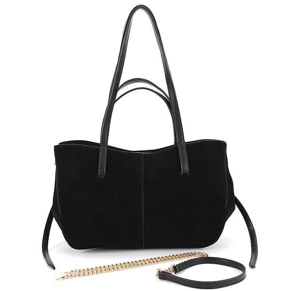 SUEDE TOTE WITH CHAIN STRAP