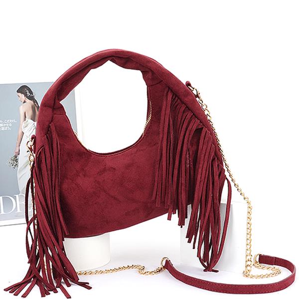 CHAIN STRAP FRINGE PURSE