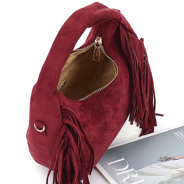 CHAIN STRAP FRINGE PURSE