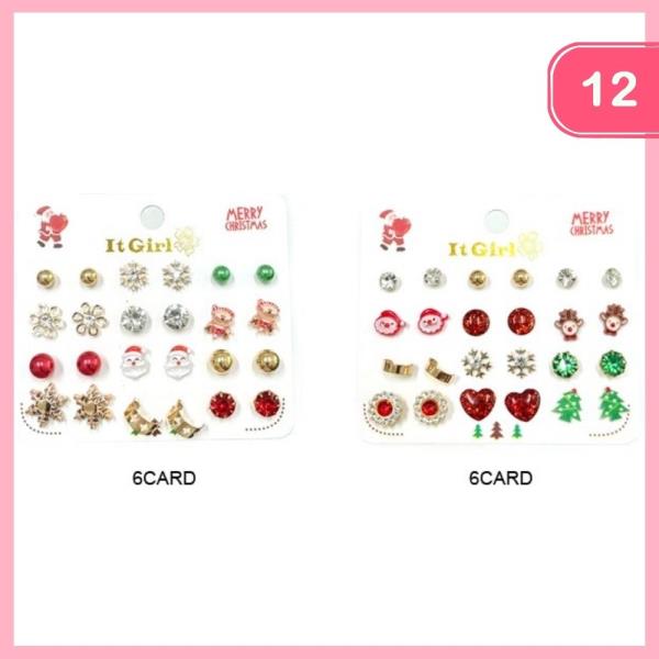 MIXED CHRISTMAS POST EARRINGS (12 UNITS)