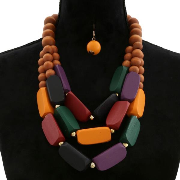 COLOR BEAD LAYERED NECKLACE