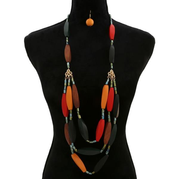 LONG BEADED LAYERED NECKLACE