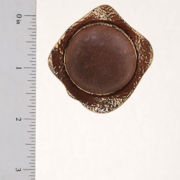 ROUND WOOD METAL EARRING