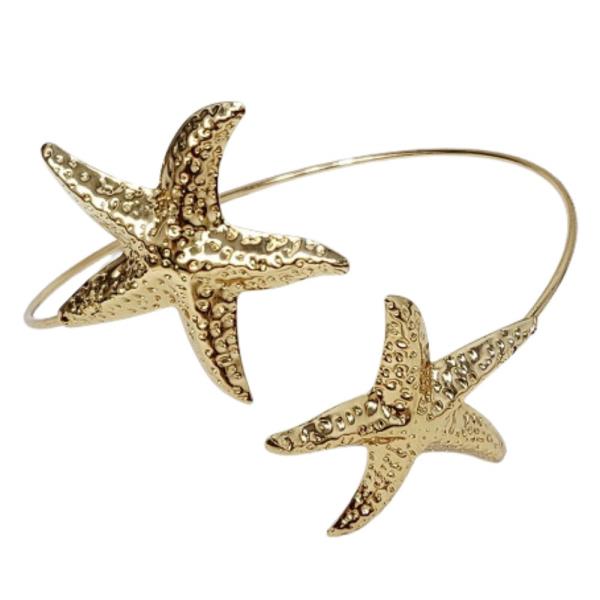 DOUBLE STARFISH METAL ARM CUFF BRACELET