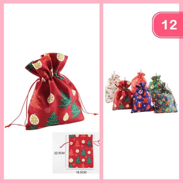 CHRISTMAS DRAWSTRING GIFT BAG (12 UNITS)