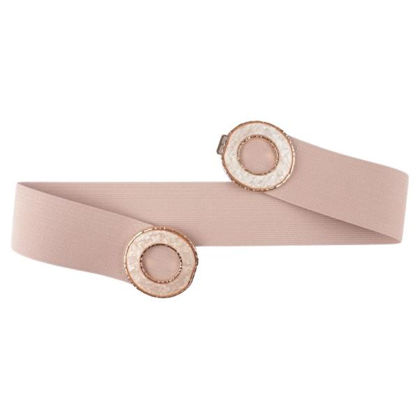 ROUND WOODEN DOUBLE BUCKLE ELASTIC BELT