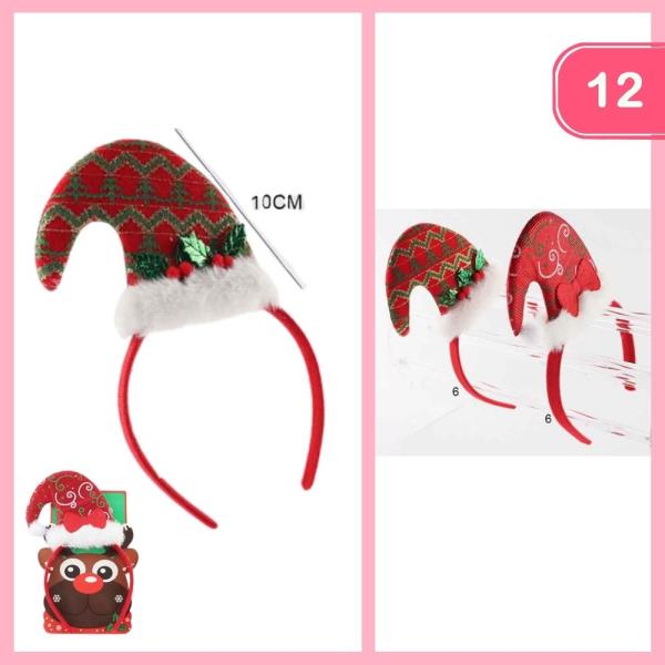 CHRISTMAS SANTA HAT HEADBAND (12 UNITS)