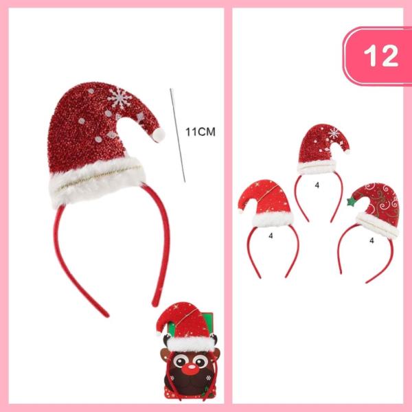 CHRISTMAS SANTA HAT HEADBAND (12 UNITS)