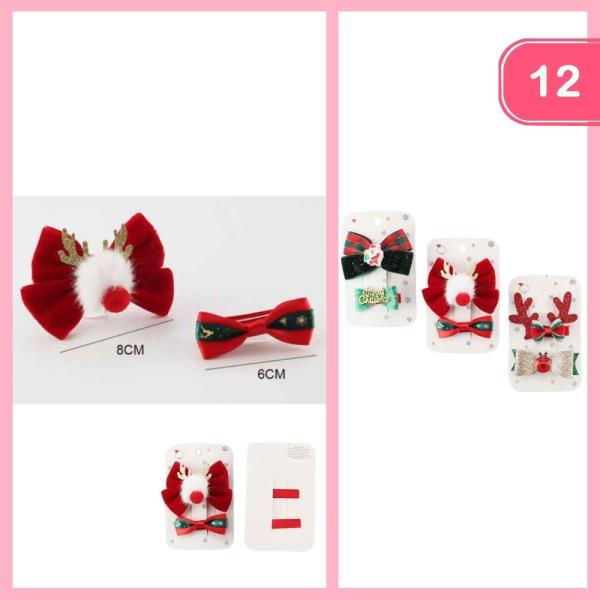 MIXED CHRISTMAS HAIR BOWS (12 UNITS)