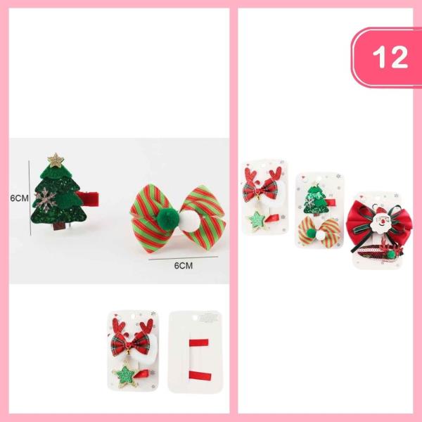 CHRISTMAS HAIR BOWS (12 UNITS)