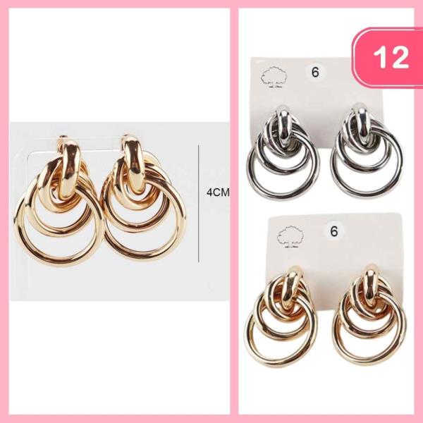 STAINLESS STEEL LAYERED HOOP EARRINGS (12 UNITS)