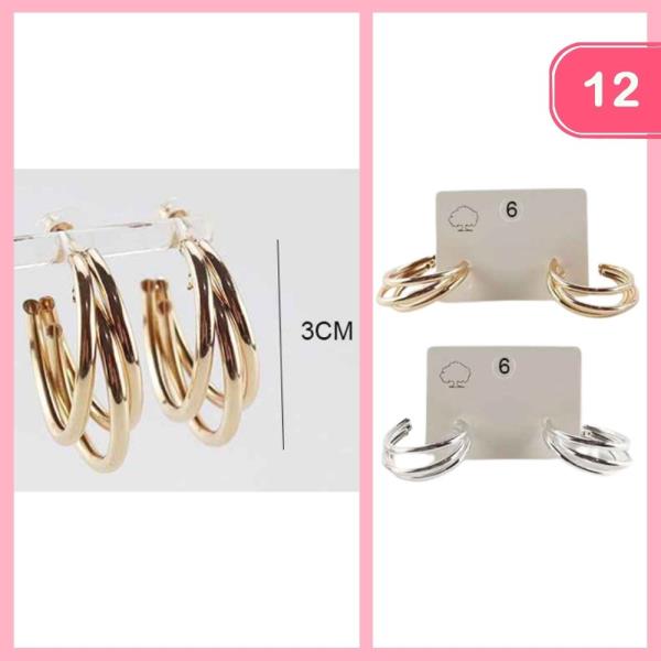 STAINLESS STEEL LAYERED HOOP EARRINGS (12 UNITS)