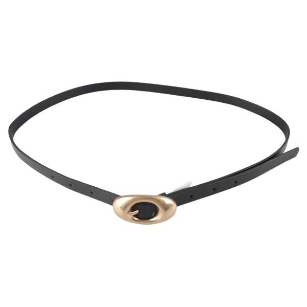 FAUX LEATHER OVAL BUCKLE SKINNY BELT