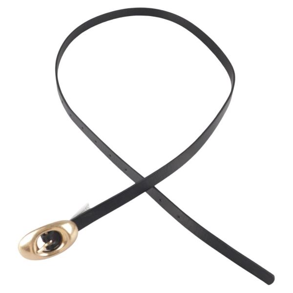 FAUX LEATHER OVAL BUCKLE SKINNY BELT