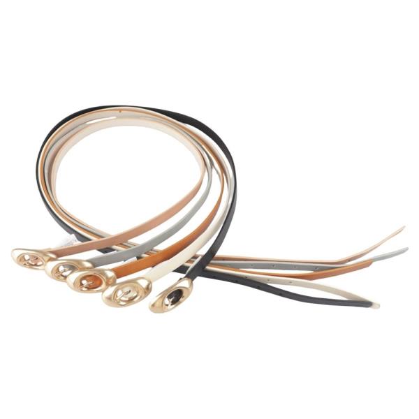 FAUX LEATHER OVAL BUCKLE SKINNY BELT