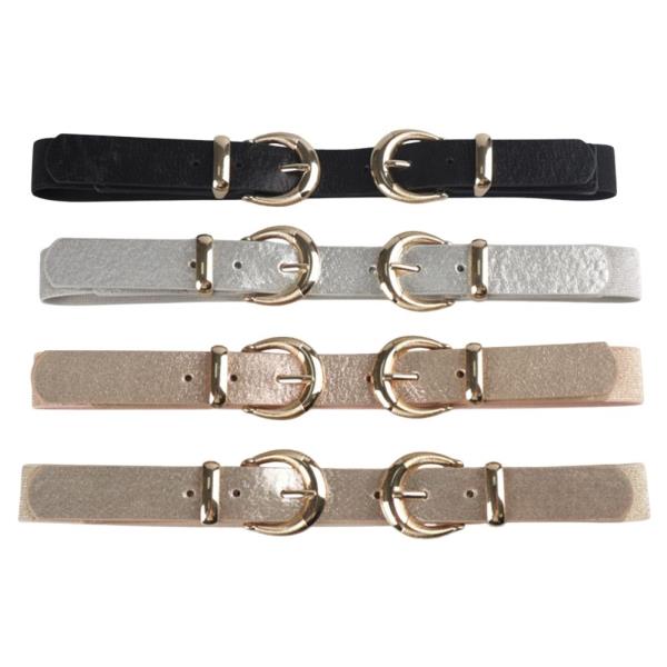 DOUBLE ROUND BUCKLE ELASTIC BELT