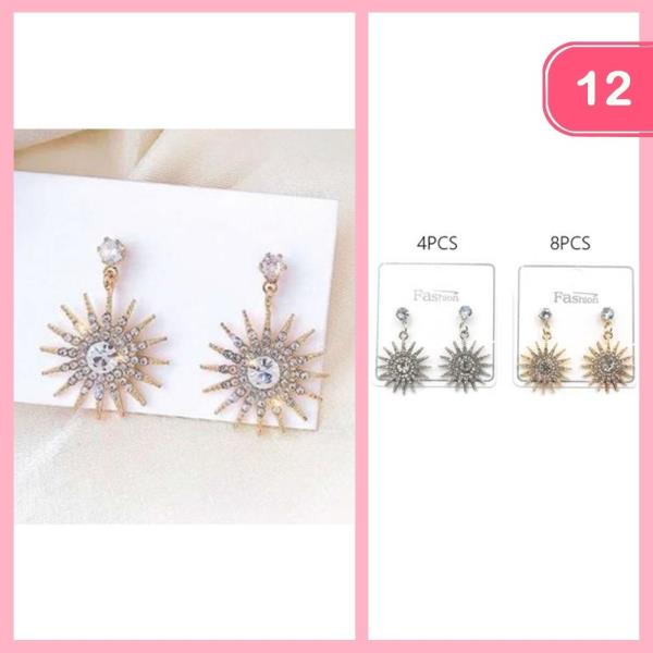 RHINESTONE SUN DANGLE EARRING (12 UNITS)