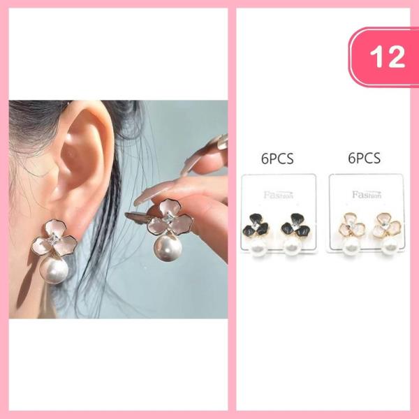 FLOWER  PEARL POST EARRING (12 UNITS)