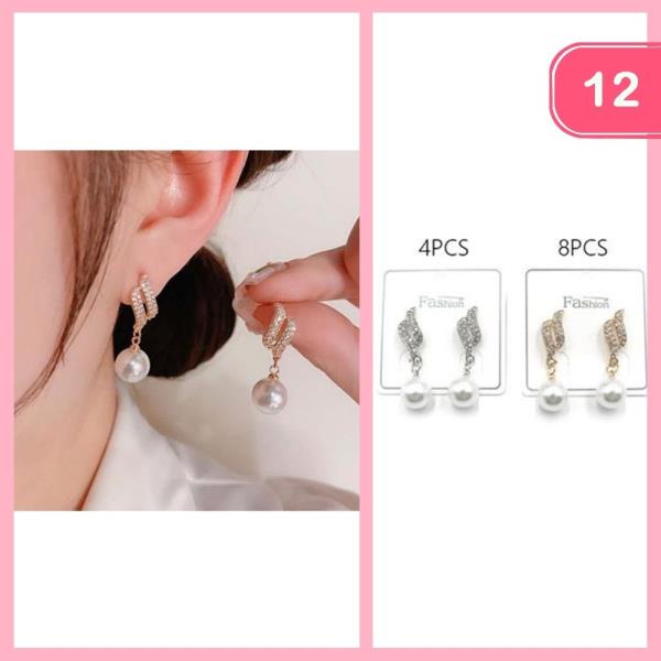 RHINESTONE PEARL DANGLE EARRING (12 UNITS)