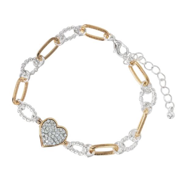 HEART PAVE CHAIN BRACELET