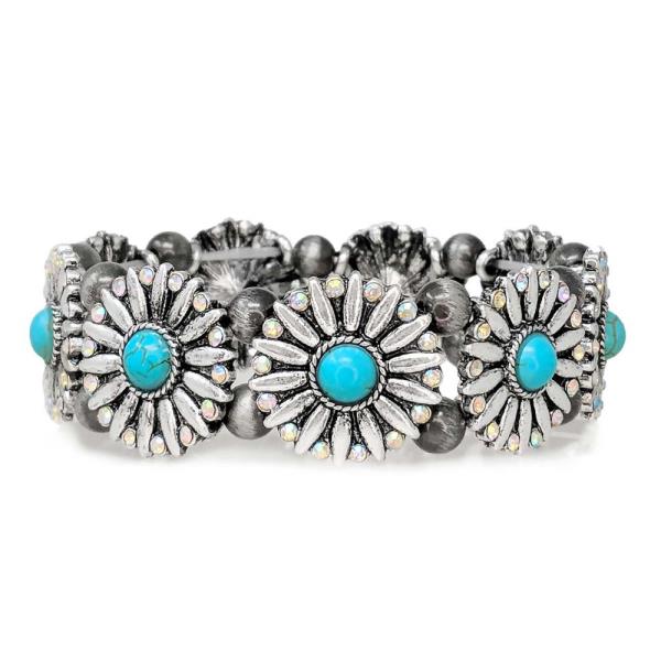 WESTERN SEMI STONE CONCHO BRACELET