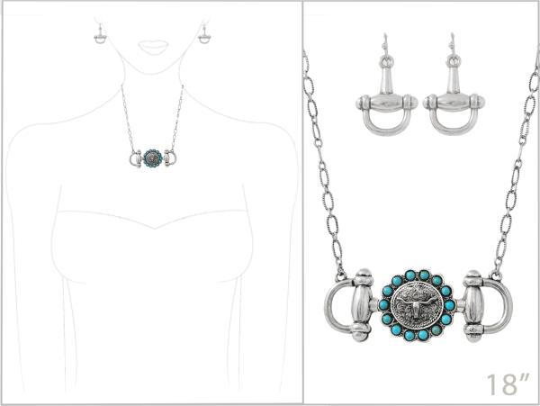 WESTERN HORSEBIT SEMI STONE NECKLACE