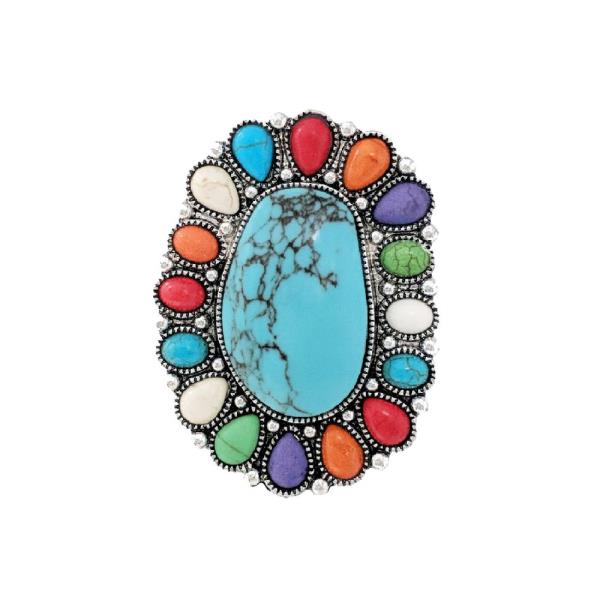 WESTERN HAND STONE CONCHO RING