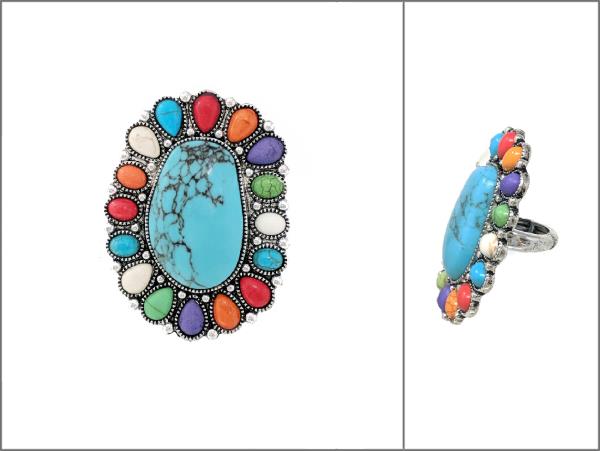 WESTERN HAND STONE CONCHO RING