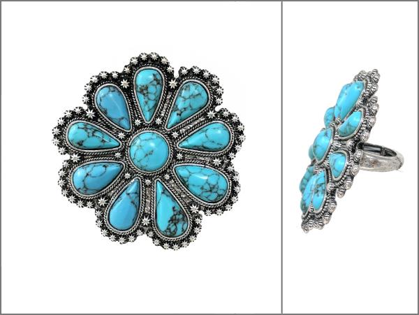WESTERN HAND STONE CONCHO RING