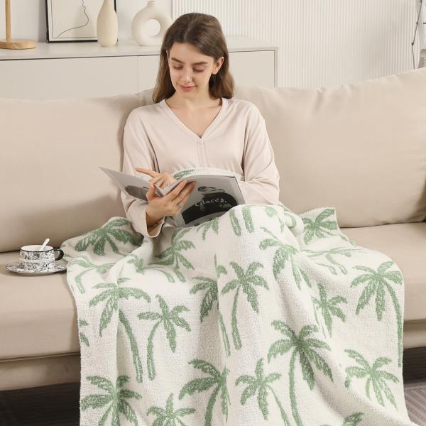 PALM TREES REVERSIBLE THROW BLANKET